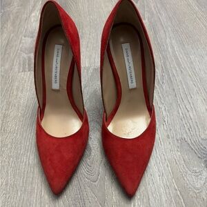 Diane Von Furstenberg Scarlet Suede Heels